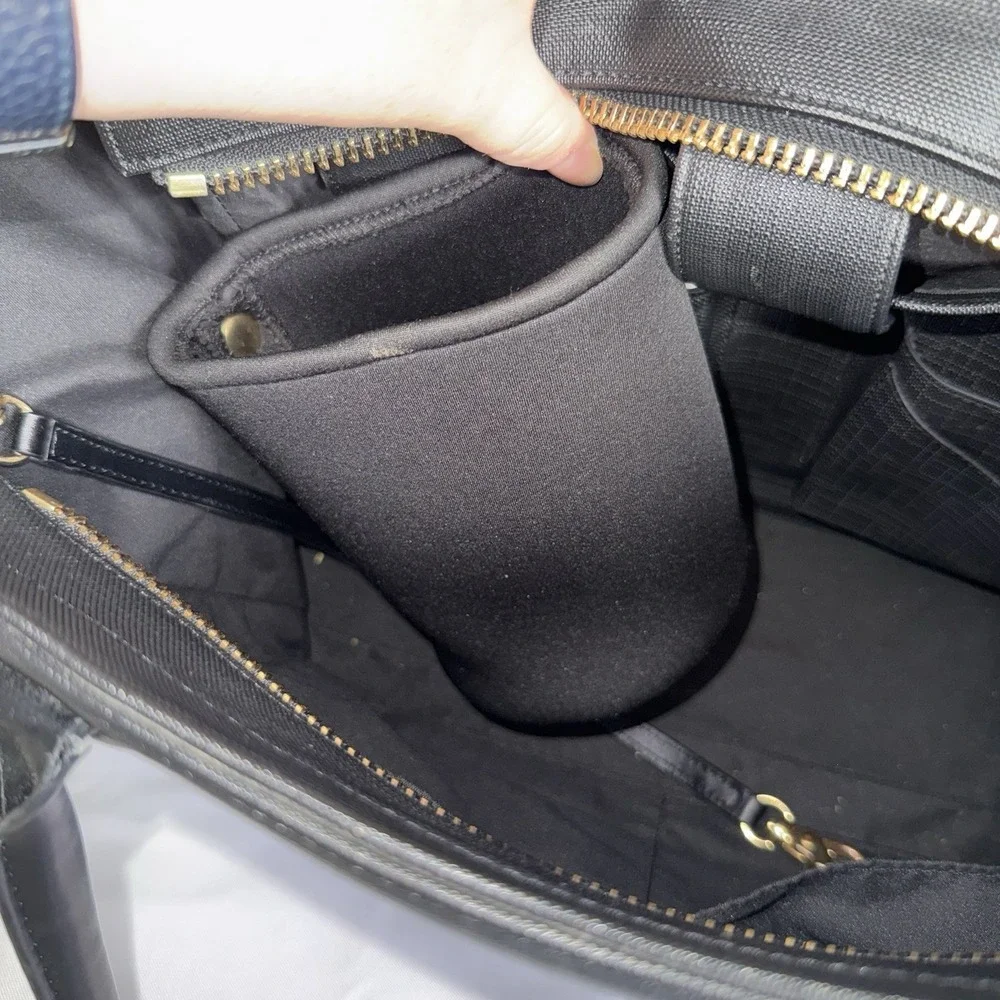 DAGNE DOVER Black Coated Canvas Large Laptop Computer Work Tote Diaper Bag Purse